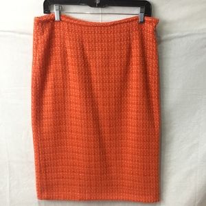 Douglas Hannant Orange/Pink Tweed Pencil Skirt